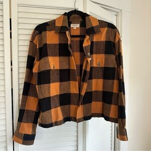Brixton Orange and Black Checkered Flannel